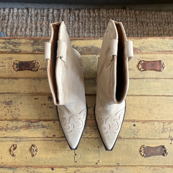 TORAL TALL COWBOY BOOTS SUEDE LEATHER HIGH TALL BOOTS WESTERN NEUTRAL BEIGE 38 - Picture 8 of 17